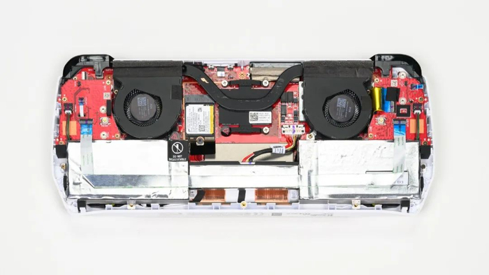 【散热分析】上图是rog 掌机的拆机实拍图,单热管双风扇的组合.