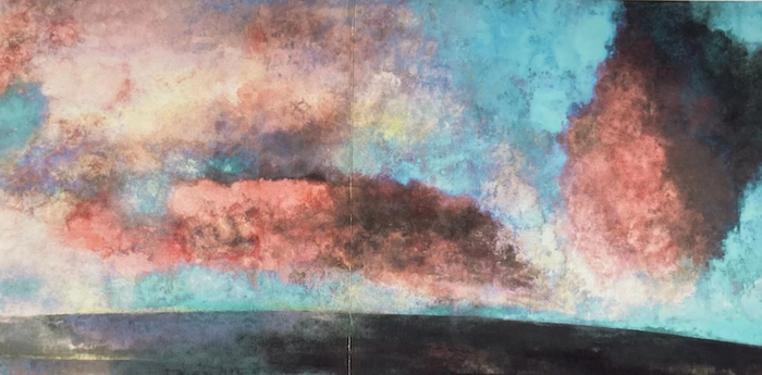 土屋禮一（日本）《红云谱》 岩彩屏风，1996 