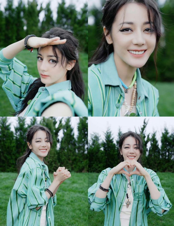 迪丽热巴的花式比心#猫系眼线又甜又野,真的好爱来自美迪小寿星的