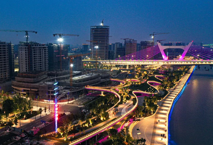 文创港核心区滨江水岸样板段夜景