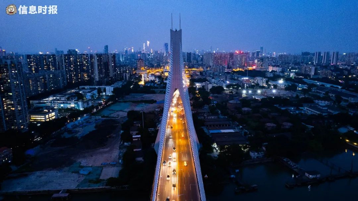 入夜后的鹤洞大桥。信息时报记者 李卓颖 摄