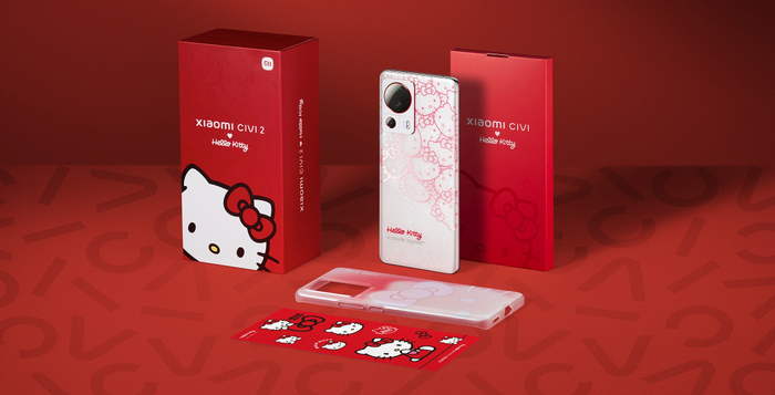 小米 civi2 hello kitty 版也曾联合hello kitty做过一个潮流限定版.
