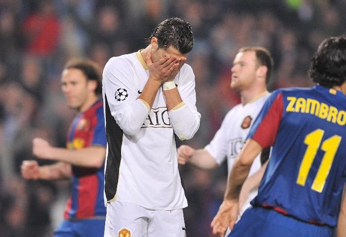 2007-2008赛季欧冠半决赛，曼联对阵巴萨（图片来源：东方IC）