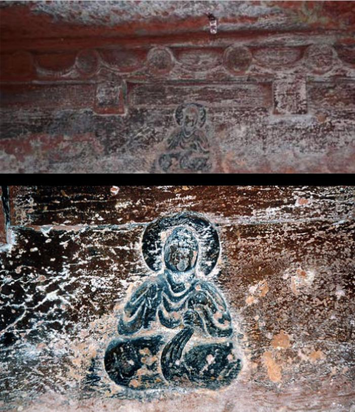 图7 四川乐山麻浩1号崖墓享堂浮雕坐佛