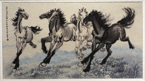 绒绣作品《六骏图》