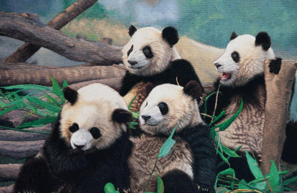 绒绣作品《四川大熊猫栖息地》