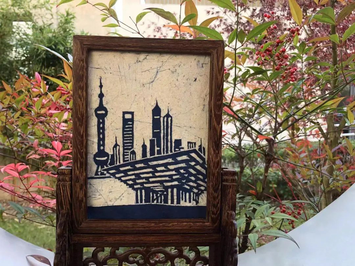 丁亮的蓝印花布作品.