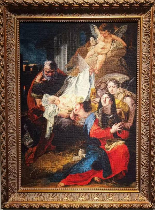 绒绣作品《圣婴降生》