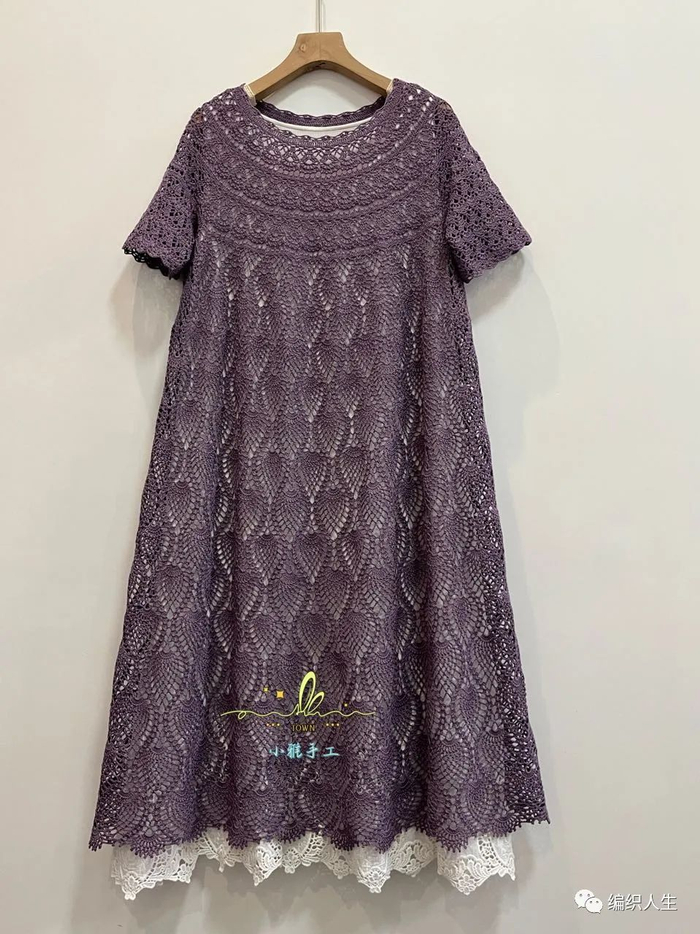 樱桃:精致款女士钩针连衣裙(有编织图解)|钩针|菠萝花|辫子_新浪新闻