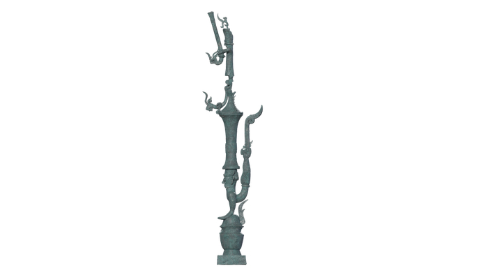 铜罍座倒立鸟足顶尊神像