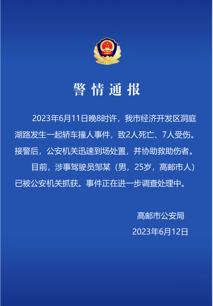 男子驾车撞人致2死7伤,警方通报!_手机新浪网