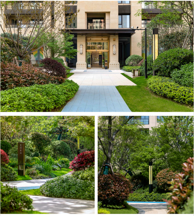 ▲武汉滨江金茂府，郁郁葱葱的园林，疏朗有力的质感，滨江金茂府传承“府”系产品线精髓。