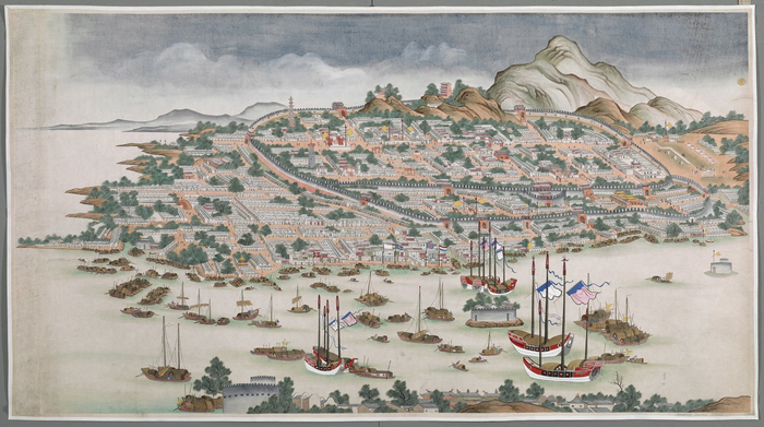 广州鸟瞰图（乾隆时期彩绘）