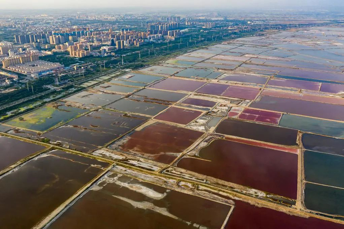 运城盐湖一景（无人机照片）。（记者杨晨光摄）