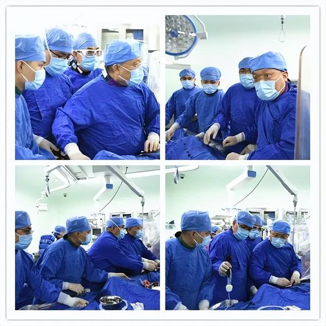 在全麻下,从患者股静脉入路,穿刺房间隔,用可调弯鞘指引猪尾跨二尖瓣