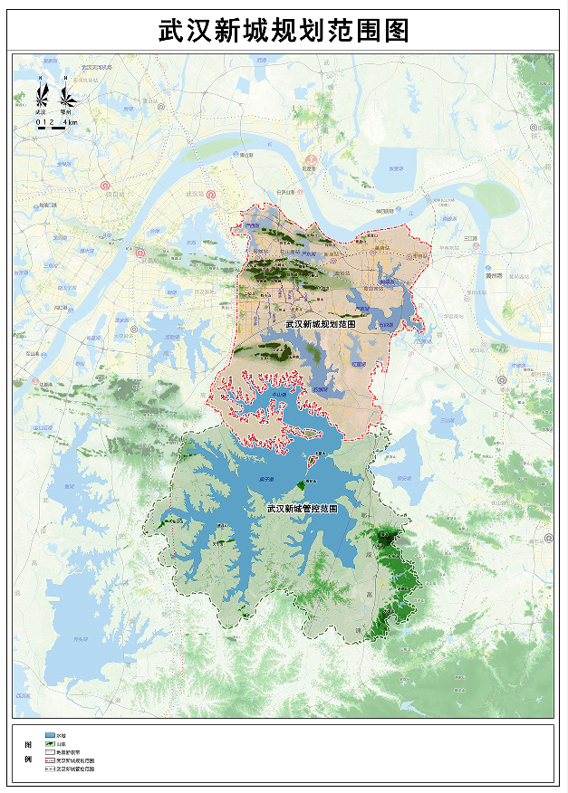 武汉新城规划范围图（来源：《武汉新城规划》）