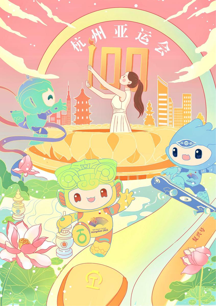 随着亚运的脚步临近,杭州全城迎亚运的氛围越来越浓——武林广场亚运