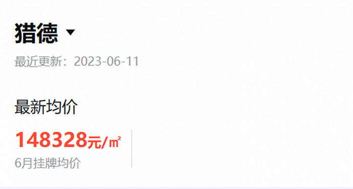 安居客中猎德商圈的住宅均价（图源：安居客）