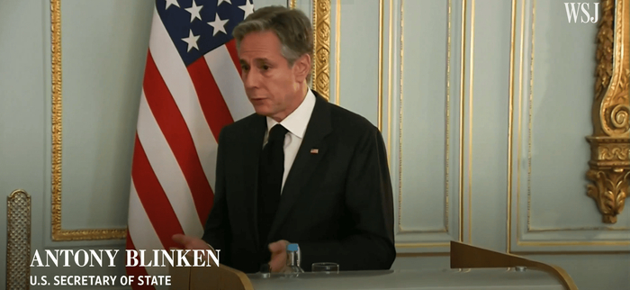 　布林肯日前再次炒作中古军事设施话题，视频截图