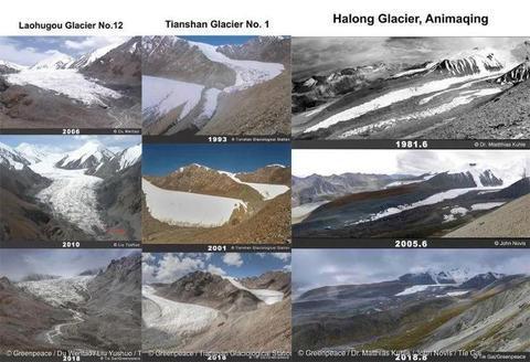 △不同年份冰川覆盖面积的变化。
