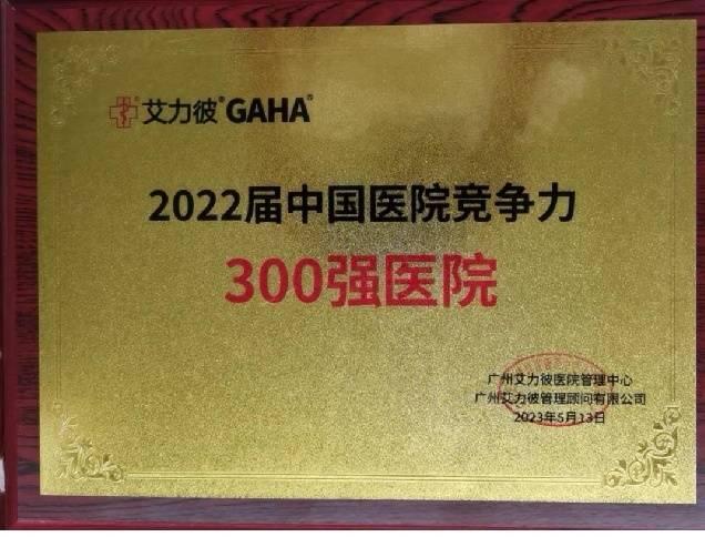 达州市中西医结合医院荣获艾力彼2022届全国中医医院竞争力300强