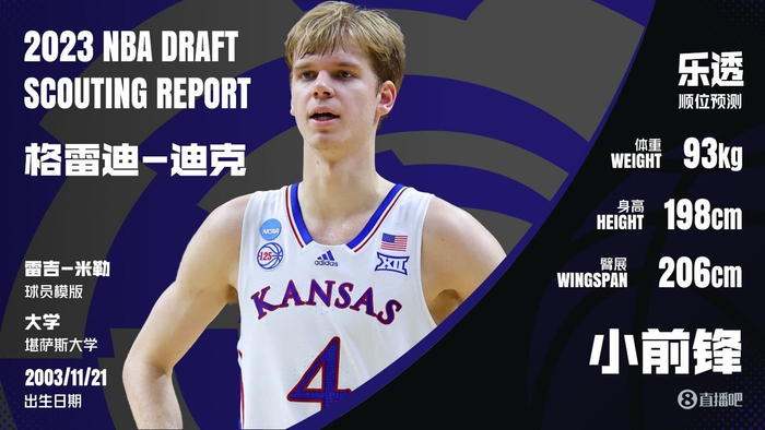 本届最强射手猛龙今年选中的13号秀迪克将身穿1号球衣