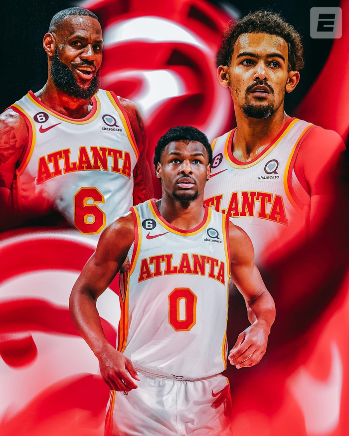 espn晒特效合成图:想像一下詹姆斯,特雷-杨,布朗尼老鹰三巨头|espn