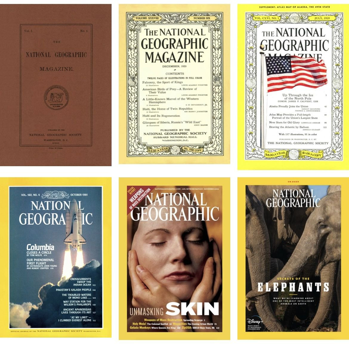 《国家地理》杂志封面变迁史。（图片来源：纽约时报）