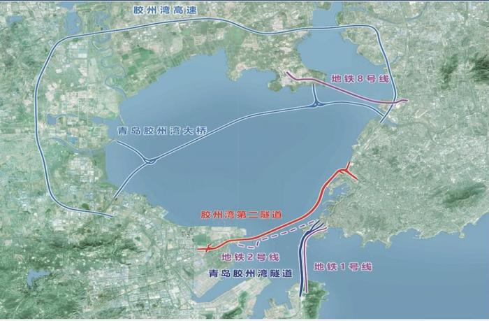 項目西起青島西海岸新區淮河東路,向東沿劉公島路下方敷設,穿越膠州灣