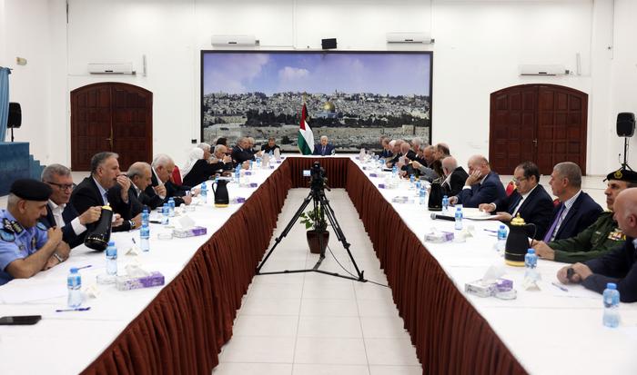 当地时辰2023年7月3日，约旦河西岸，巴勒斯坦总统阿巴斯召开巴各政事派系垂危会议。 