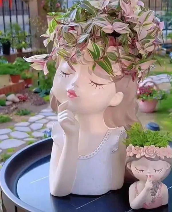 上海一女花友用娃娃花盆养花而爆红网络网友有趣又优雅
