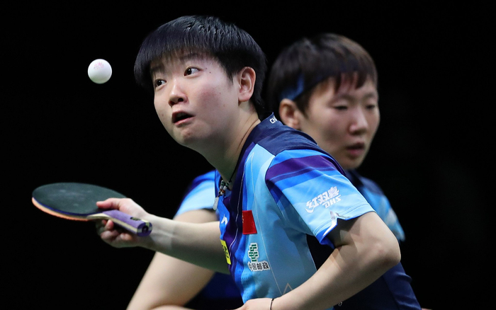 从世乒赛半决赛爆冷击败孙颖莎/王曼昱开始，田志希/申裕斌近一个多月成为国乒队苦主。 图/新华社