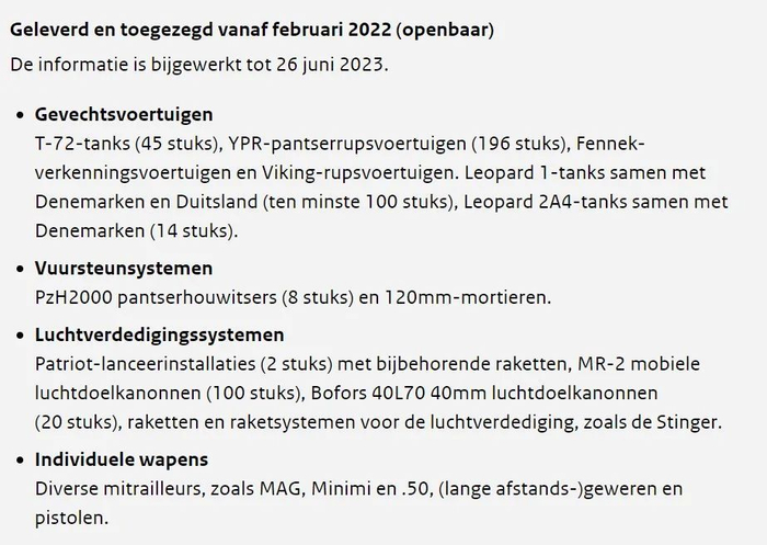 荷兰国防部向乌克兰的军援清单，也没有具体步枪型号。