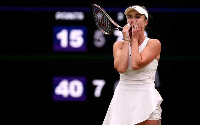 温网女单比赛，斯维托丽娜一路爆冷杀进半决赛。  图/视觉中国