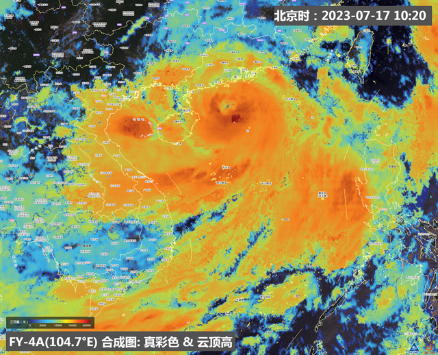 风云气象卫星下的台风“泰利”:圆形眼区结构趋于对称