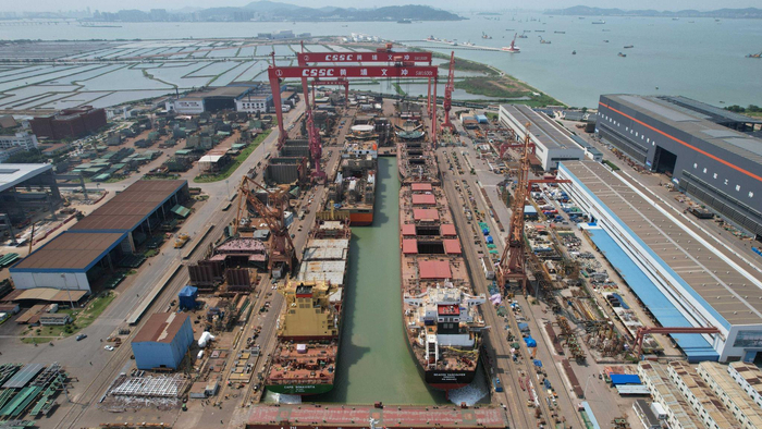 中国船舶黄埔文冲船坞生产图。 黄埔文冲 供图