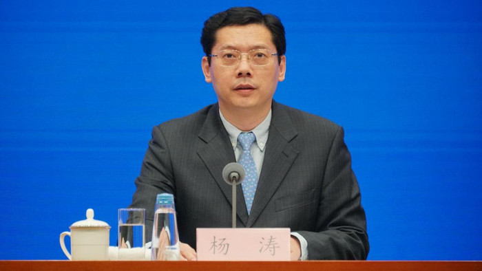 商务部综合司司长杨涛 &nbsp;澎湃新闻记者 周頔 摄