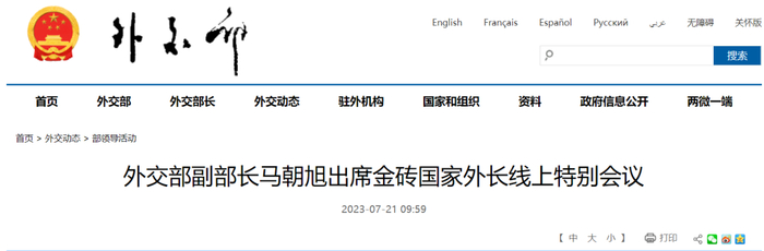 外交部网站截图