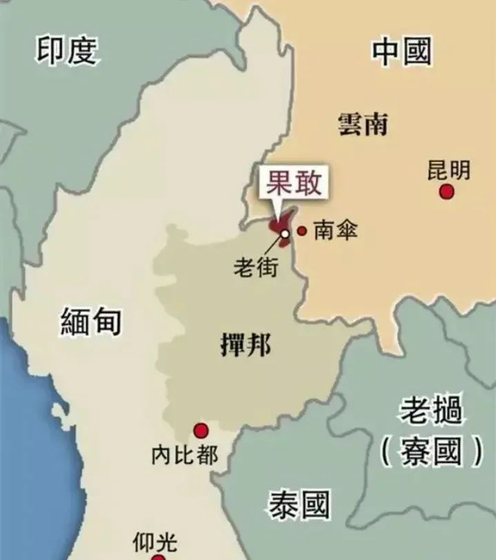 ▲缅甸与中国的方位图。
