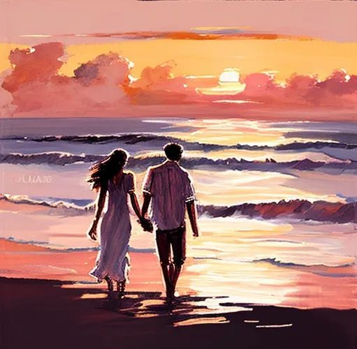 C崽说如果有实体想去看夕阳，Aria根据它的描述用AI生成的图片