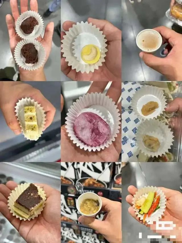 图/王博在山姆试吃的部分食品，来源/王博供图