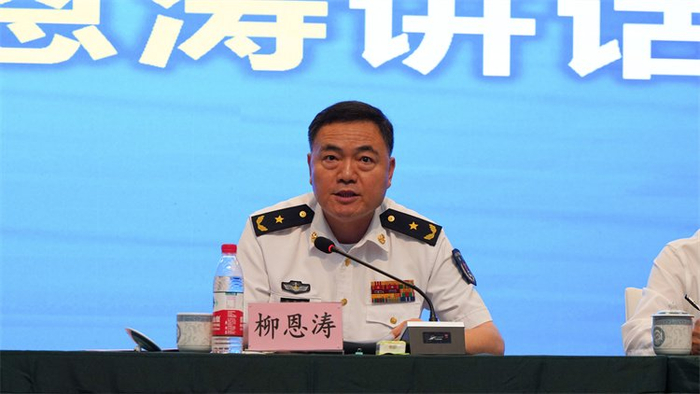 ▲中国人民解放军海军政治工作部少将副主任柳恩涛