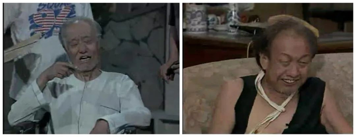 《我爱我家》剧照，左图为牛星丽 饰 杨爸爸，右图为黄宗洛 饰 小黄父亲