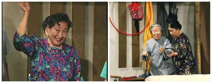 《我爱我家》剧照，左图为李婉芬 饰 贾淑芬，右图（左边角色）为吴淑昆 饰 齐大姨