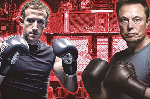             扎克伯格（左）与马斯克相约来一场“笼斗”  图GJ          