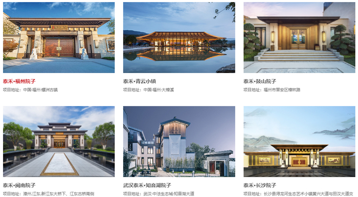 ▲泰禾推出的部分“院子系”产品，图片来自其官网。