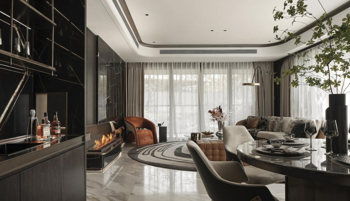 建面约170㎡户型样板间客餐厅实拍