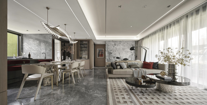 建面约143㎡户型样板间客餐厅实拍