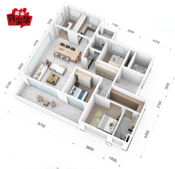 建面约170㎡户型模型