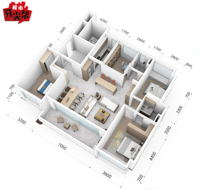 建面约143㎡户型模型